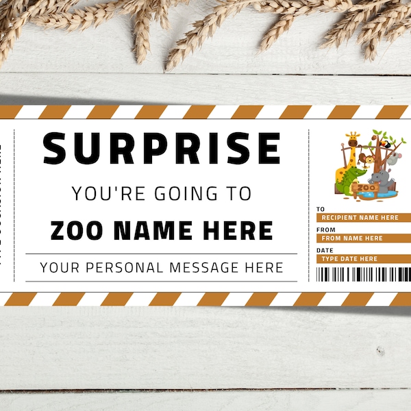 Zoo Gift Certificate for Him Etsy