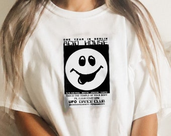 Acid House Smiley Face Old School Rave Vintage Unisex T Shirt