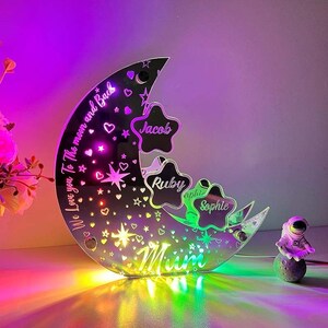 Personalized LED Mirror Light, LED Lune, Customized Birthday Gift, Gift for Mom, Customized Celestial Mon Light, Perfect For Any Occassion