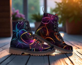 Neon Glow Festival Boots Psychedelic Rave Party Dopamine Shoes