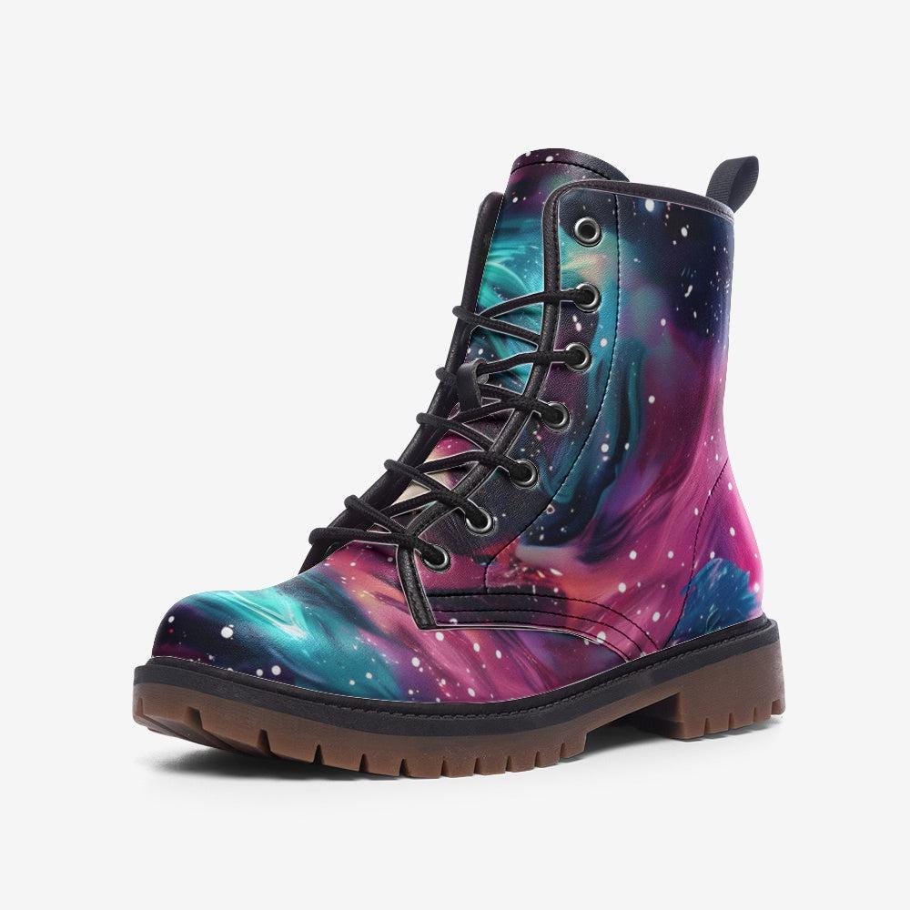 Galaxy Combat Boots, Nebula Lace up Ankle Boots, Cosmic Space Grunge ...