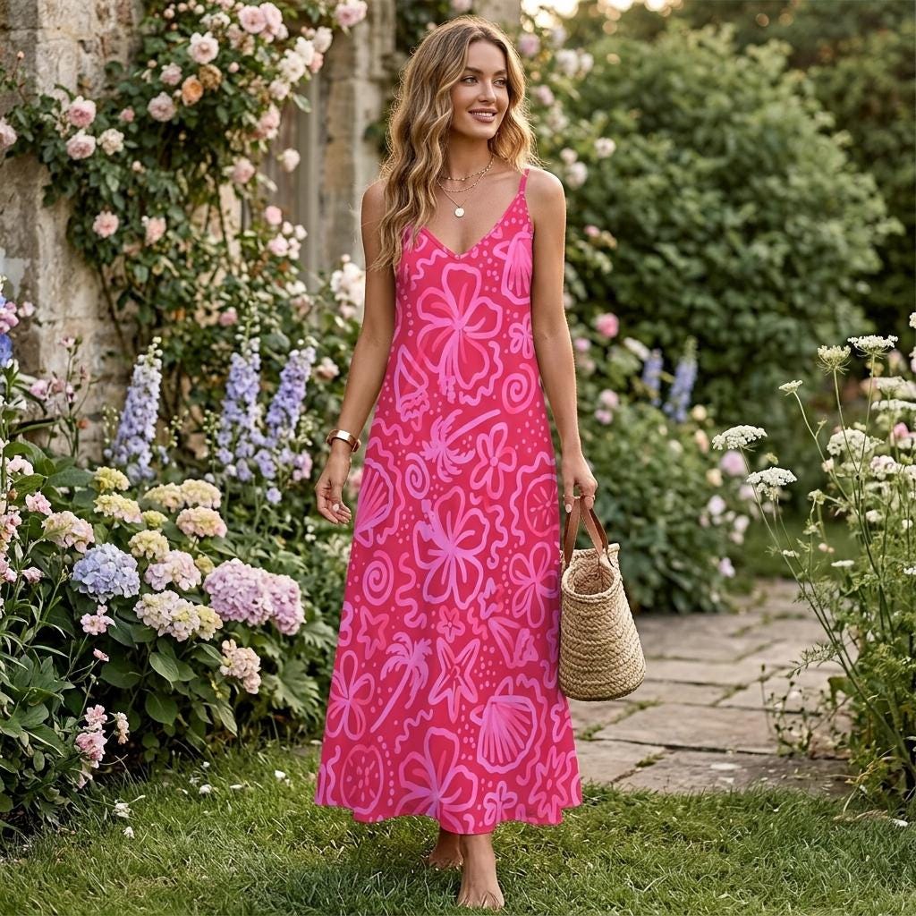 Hot Pink Tropical Dress - Etsy