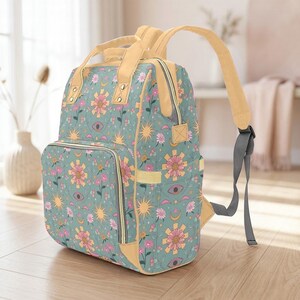 Zaino fasciatoio Boho Celestial, borsa da viaggio per neonati con sole e luna, organizer per passeggino