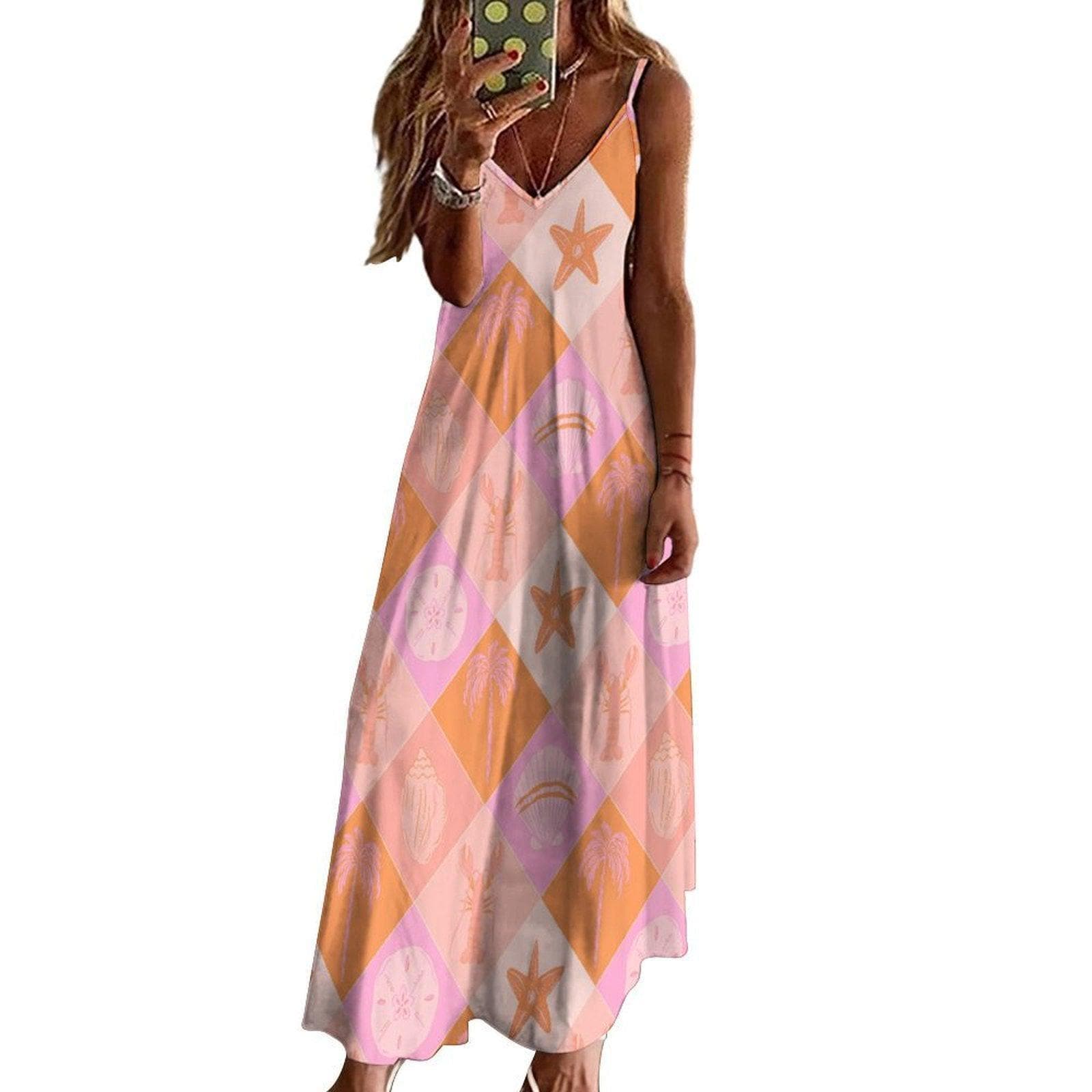 Pastel Beachcore Maxi Dress, Coastal Vibes Summer Dress, Y2K Soft Girl  Aesthetic Sundress, Pink Ocean Shell Dress, Mermaidcore Outfit - Etsy