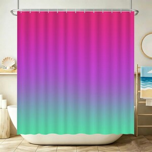 Ombre Shower Curtain, Pink Purple Teal Gradient Bath Decor, Y2K Modern Statement