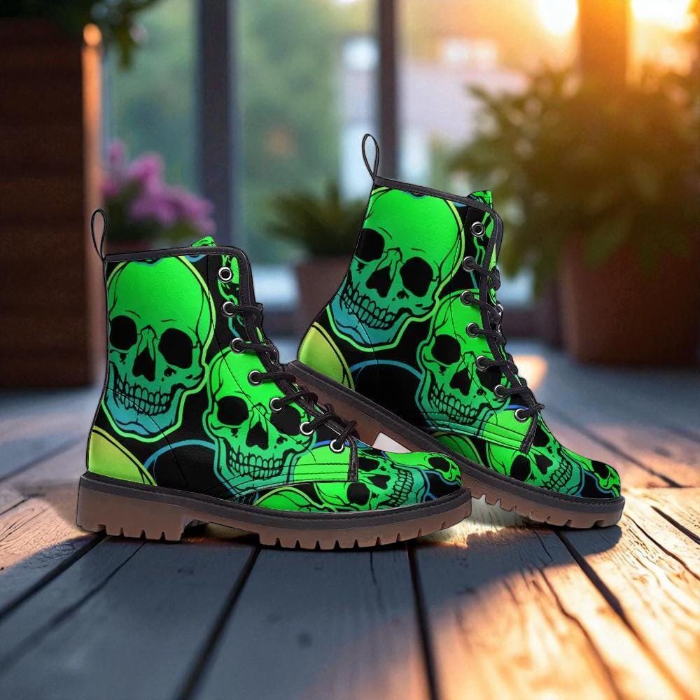 Skull Print Combat Boots Skull Print Men main image 4