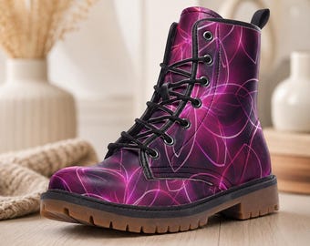 Spiderweb Combat Boots, Neon Halloween Lace Up Boots, Colorful Goth Festival Shoes