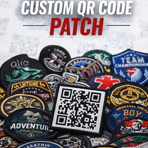 Écusson de code QR brodé personnalisé | Logo commercial numérisable (repassage, couture, velcro)