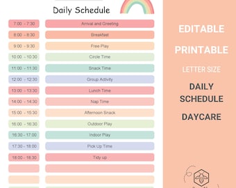 Editable Daycare Daily Schedule: Printable Classroom Planner (PDF)