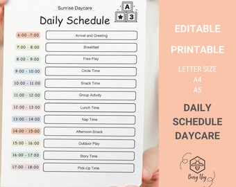 EDITABLE Daycare planner, Daily schedule, Daycare routine, Home Daycare, Daily activities, Daily Schedule Daycare, Daycare communication