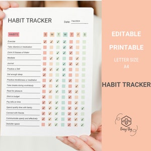 Printable Weekly Habit Tracker: Editable Routine List (Letter & A4)