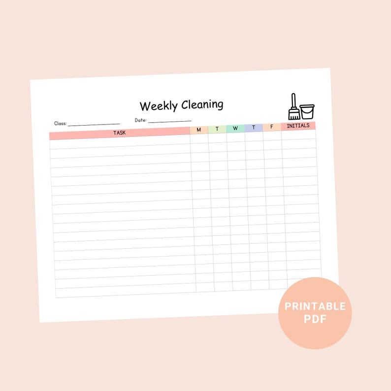 PRINTABLE Weekly Cleaning Checklist, Daycare Cleaning, Cleaning ...