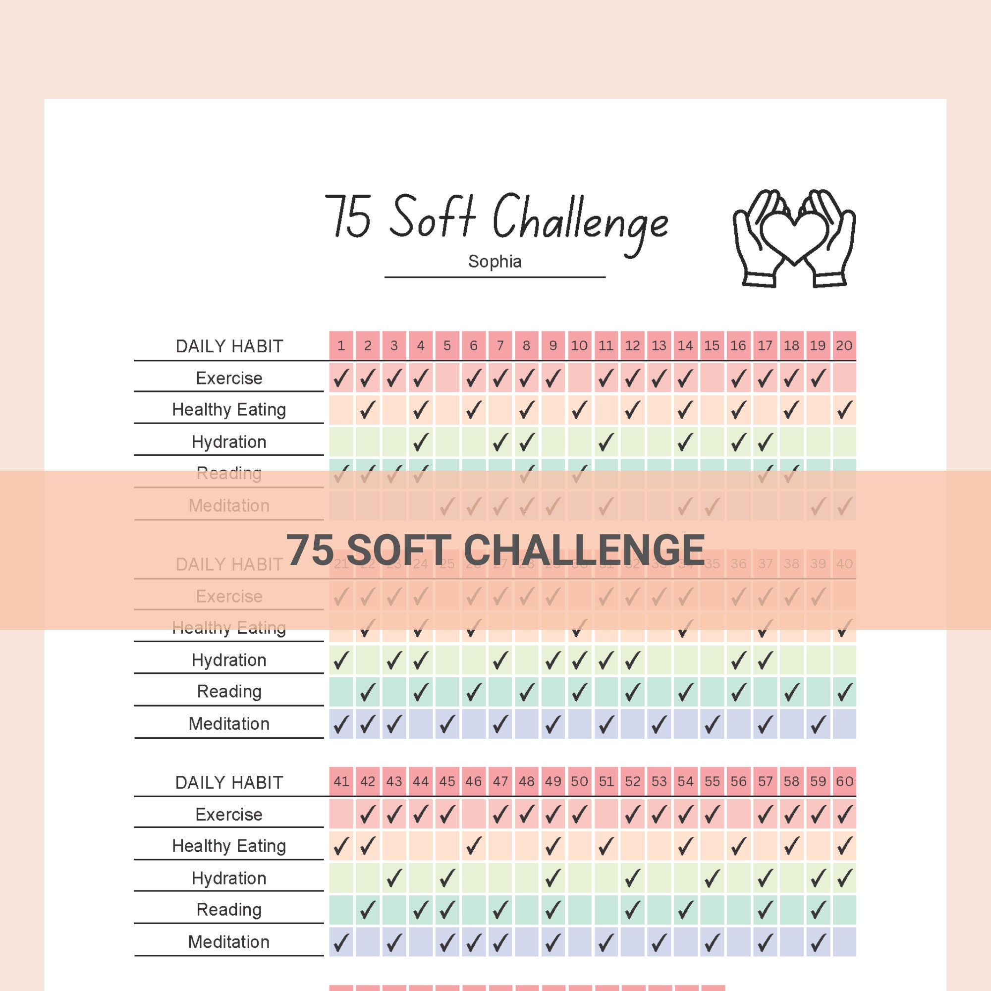 75 Soft Challenge Printable, Editable Fitness Planner (digital Download ...