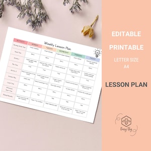 Peut inclure: Un modèle de plan de leçon hebdomadaire imprimable pour les enseignants. Le modèle est divisé en une grille avec les jours de la semaine, les activités et les créneaux horaires. Le modèle est conçu pour le format de papier A4 et est modifiable.