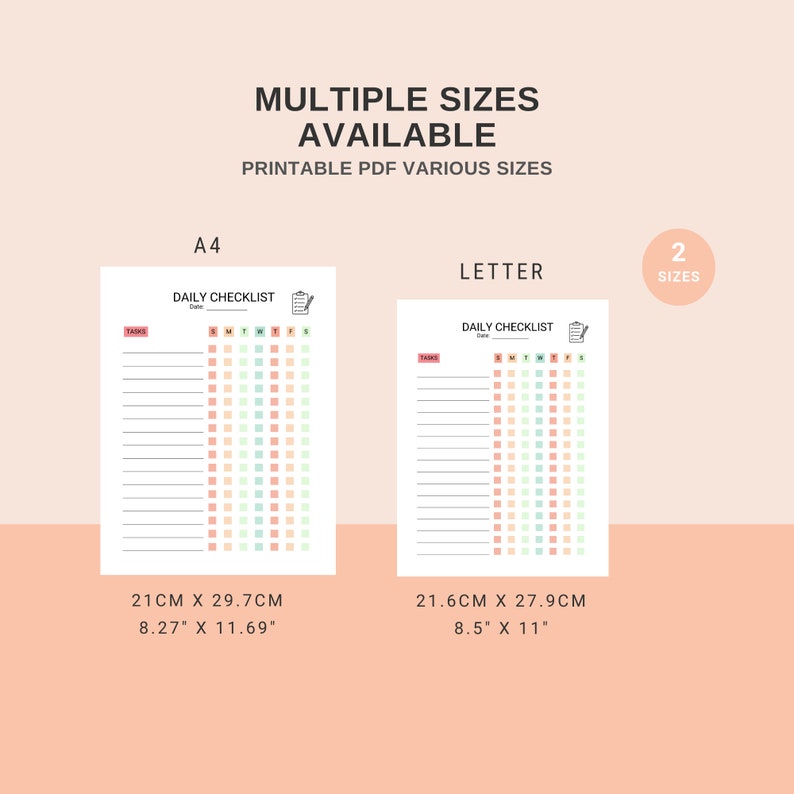 Editable Daily Checklist: Weekly Task Planner (letter & A4 PDF) - Etsy