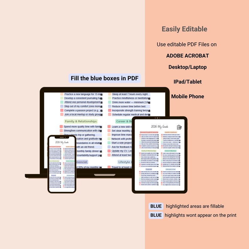 2026 Goal Planner Printable | New Year Resolutions Template (PDF) - Etsy
