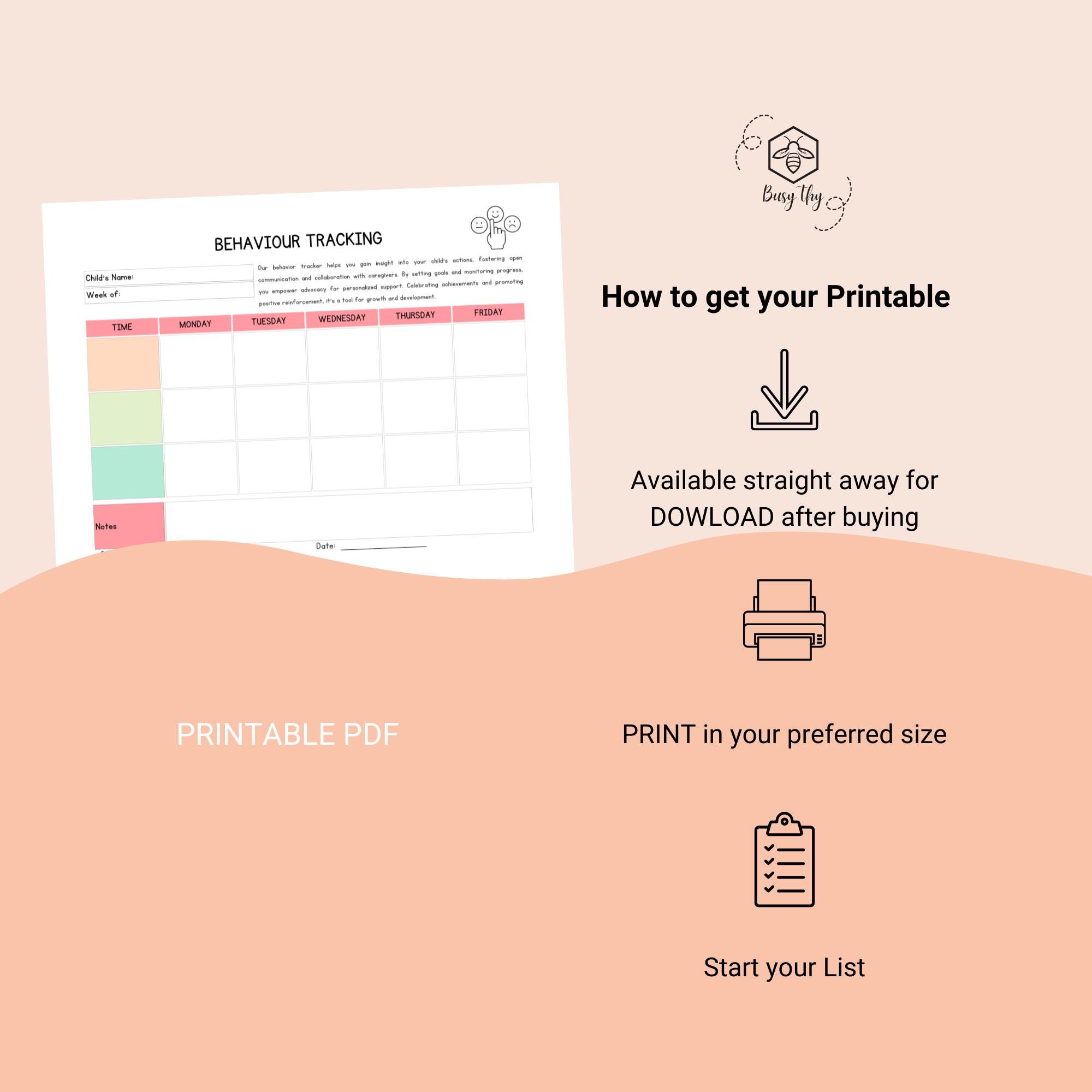 PRINTABLE Behavior Tracking, Child Behavior Chart, Preschool Printable ...