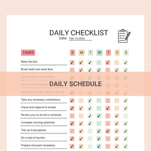 Week Checkbox Examples Editable Daily Checklist: Weekly Task Planner (letter & A4 PDF) - Etsy