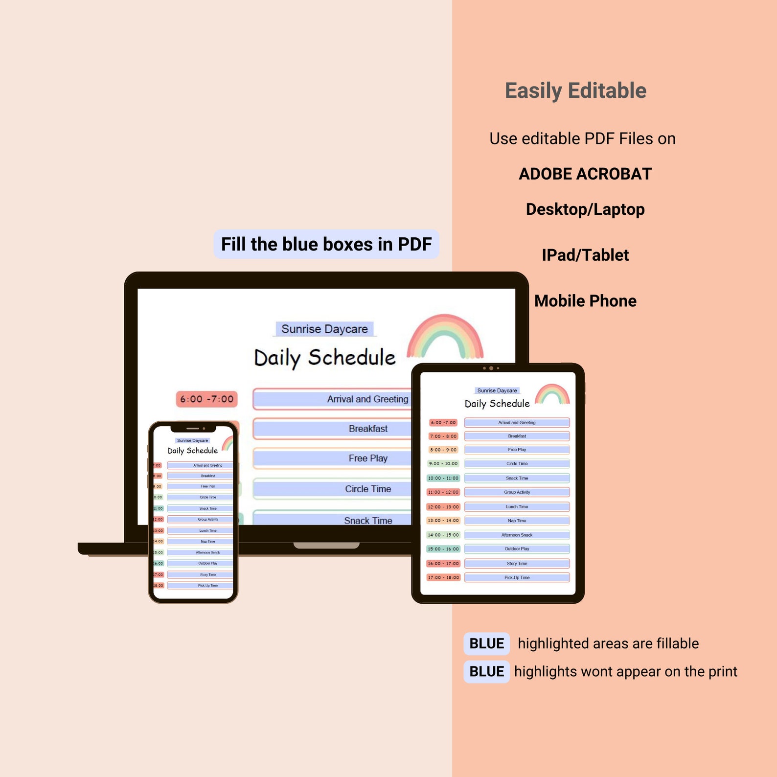 EDITABLE Daycare Planner Daily Schedule Daycare Routine Etsy