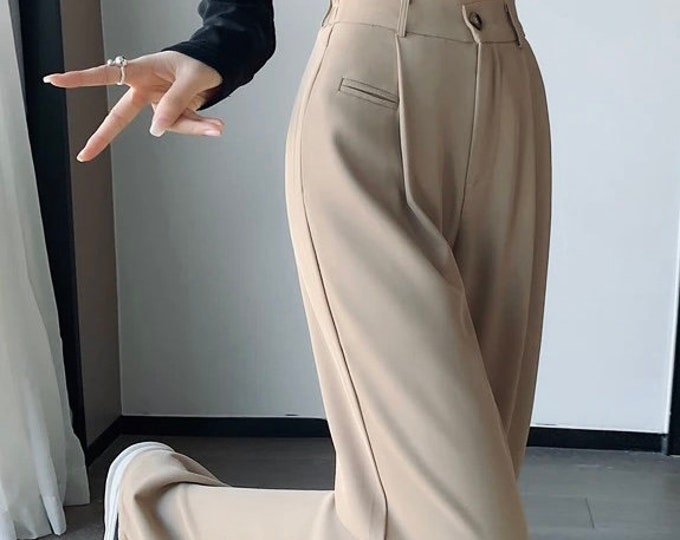 Women Straight Pants Wide Leg Suit High Waist Pants High Waisted Wide Leg Pants Dark Academia