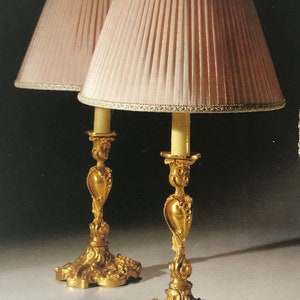 A Pair Of French Ormolu Candlesticks Mounted As Lamps