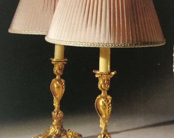 A Pair Of French Ormolu Candlesticks Mounted As Lamps
