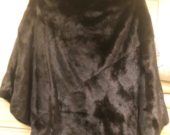 Real Black Ranch Mink Poncho