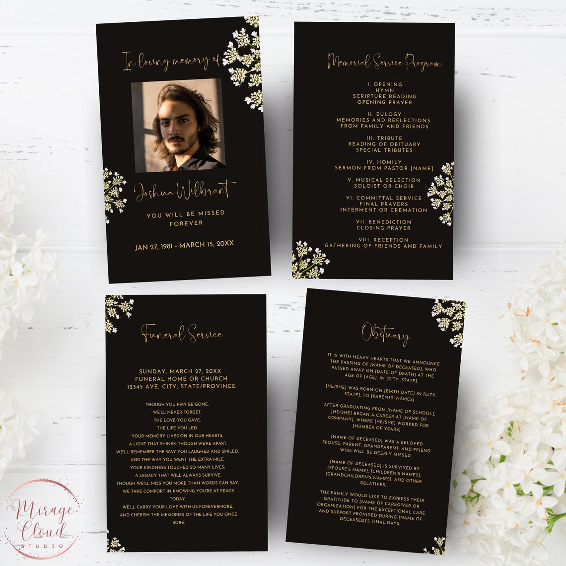 Funeral Program Celebrating the Life Minimalist Program in Loving ...