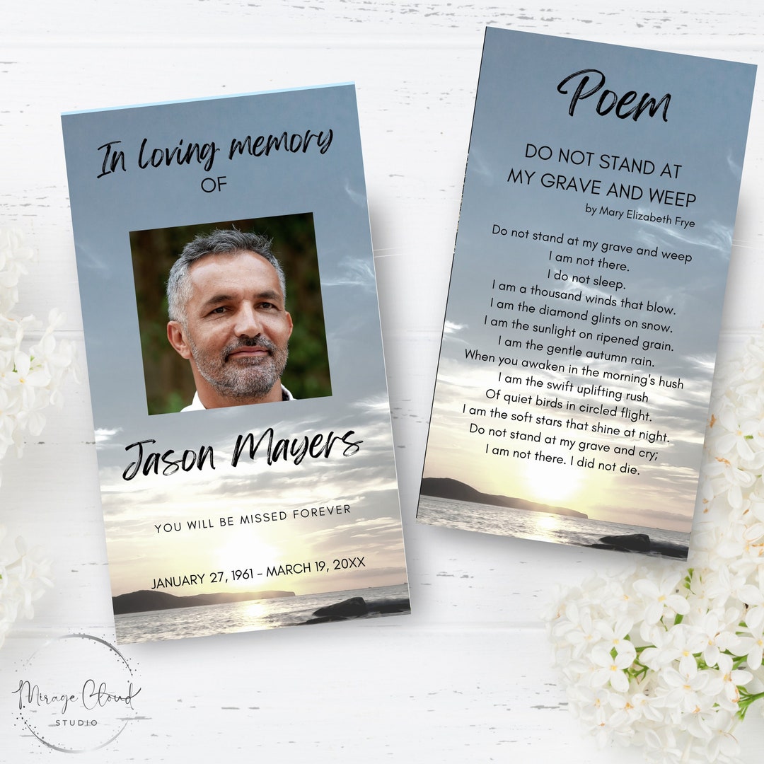 Funeral Poem Celebrating the Life Prayer Funeral Poem Card in Loving