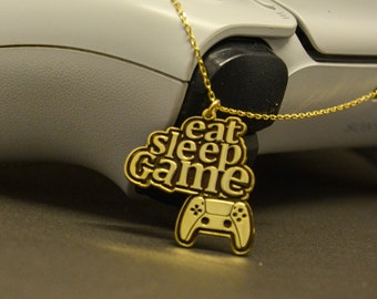 Eat Sleep Game Necklace - Mother's Day Gift - Gamer Gift - Gamer Necklace - Game Console Charm - Gaming Pendant - Gamer Necklace