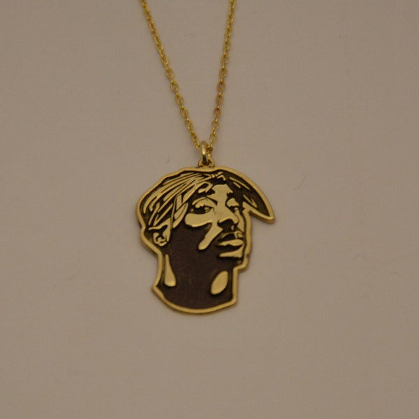 Collier Tupac - Cadeau pour la fête des Mères - Bijoux ThugLife - Collier portrait - Pendentif 2Pac - Cadeau rappeur - Musique rap - Collier commémoratif