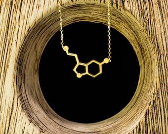 Serotonin Molecule Necklaces - Mother's Day Gift - Molecular Necklace - Valentine Gift - Happiness Necklace - Science Jewelry for Her