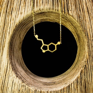 Serotonin Molecule Necklaces - Summer Sale - Molecular Necklace - Valentine Gift - Happiness Necklace - Science Jewelry for Her