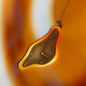 The Persistence of Memory Art Necklace - Summer Gift - Salvador Dali Pendant - Melting Clock Necklace - Customizable Clock Necklace