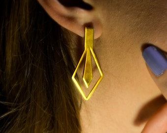 Tie Shape Earring - Mother's Day Gift - Diamond Geometric Earrings - Fancy Earrings - Elevate Your Style Earring - Gift for Her