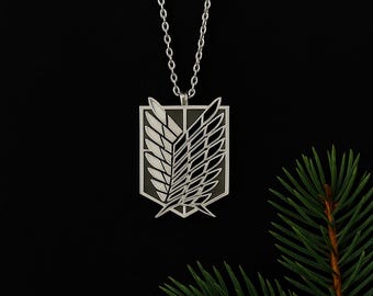AoT Necklace - Attack Pendant - Titan Jewelry - Fantasy Inspired Necklace - Art Necklace - Wing Shield Pendant - Survey Corps Necklace