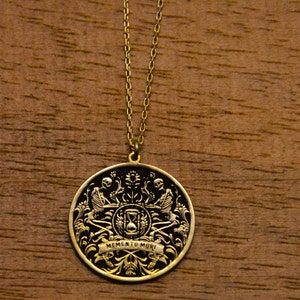 Memento Mori Necklace Gold Coin Skull Pendant Stoicism Jewelry Philosophy Pendant Amor Fati Jewelry Skull Coin Pendant image 5