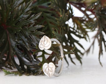 Anthurium Clarinervium ring, Botanical jewelry, Plant lover, Houseplant jewelry, Anthurium jewelry, Christmas gift