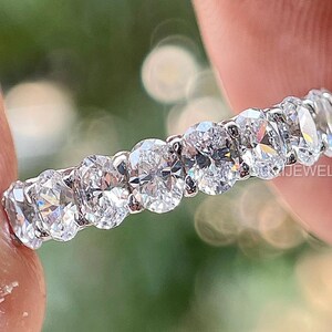 Oval Cut Half Eternity Band, 1.35 TC Oval Cut Moissanite Wedding Band,14k Solid Yellow Gold-Matching Band,Oval Stacking Band,Wedding Jewelry