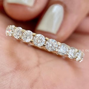 2.88 TCW DE/VS1 Round Cut Diamond Eternity Band, Diamond Anniversary Wedding Band, Diamond Engagement Ring 14k White, Rose, or Yellow Gold