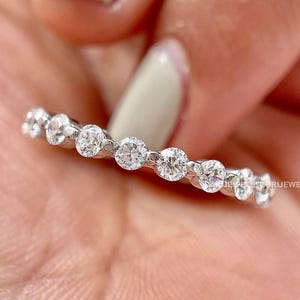 Full Eternity Lab Grown Diamond Wedding Band, 2.50MM Round Lab Created Diamond Band, Floating Bubble Band, Stacking Ring, Mother&#39;s Day Gifts