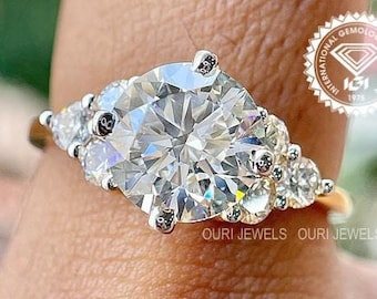 Round Diamond Engagement Ring Lab Grown Diamond Wedding Ring Round Diamond Anniversary Ring Birthday Gift Muse Setting Anniversary Ring