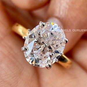 3 carat solitaire oval moissanite ring Hidden halo engagement ring 12x8 mm oval 14k 1.5mm thin band & 0.12ct Hidden halo diamond