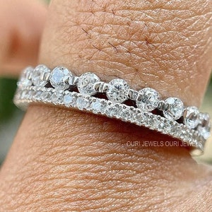 2.0 MM Round Cut Moissanite Eternity Band, Moissanite Wedding Band, Minimalist Bridal Matching Band, Vintage Stacking Band, Daily Wear Ring