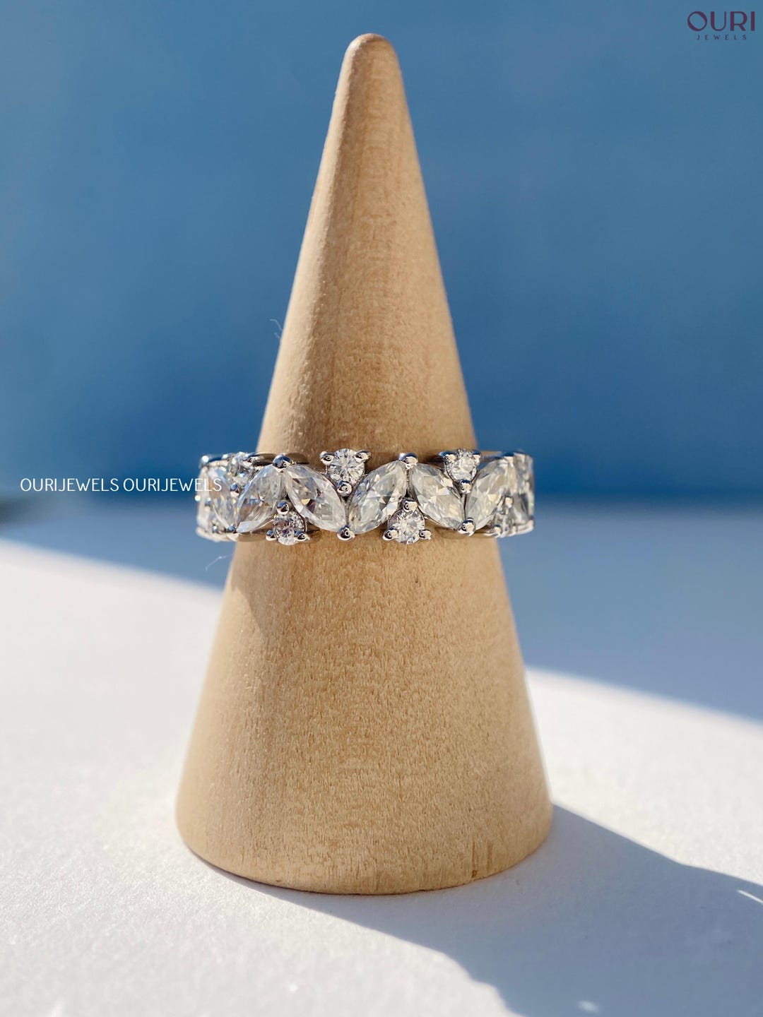 Lab Grown Diamond Half Eternity Band Marquise and Round Cut Diamond ...