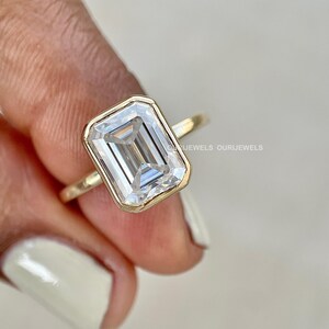 Emerald Cut Lab Grown Diamond Ring Anniversary, D VVS2 IGI Certified Diamond, Birthday Gift for Her Ring