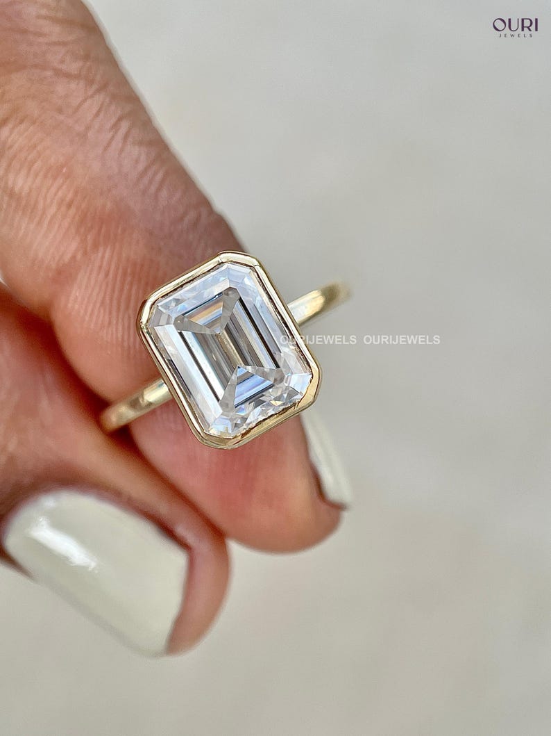 Emerald Cut Lab Grown Diamond Ring Anniversary, D VVS2 IGI Certified Diamond, Birthday Gift for Her Ring