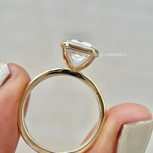 2 Ct Emerald Cut Diamond Solitaire Engagement Ring, Lab Grown D Color VVS2 Diamond, Bezel Set Anniversary Ring