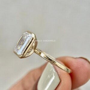 Emerald Cut Lab Grown Diamond Engagement Ring, Emerald Cut Solitaire Ring, Gift for Girlfriend