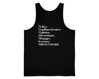 75 HARD RULES unisex jersey tanktop (print op de achterkant)